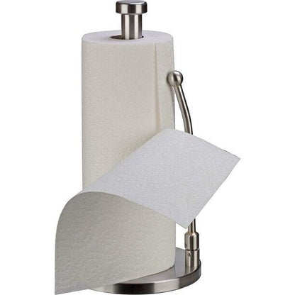 Trending Jumbo Stainless Steel Paper Towel Holder | Adjustable Spring Arm, One-Hand Use, Modern Free-Standing Design for Kitchen & Bathroom