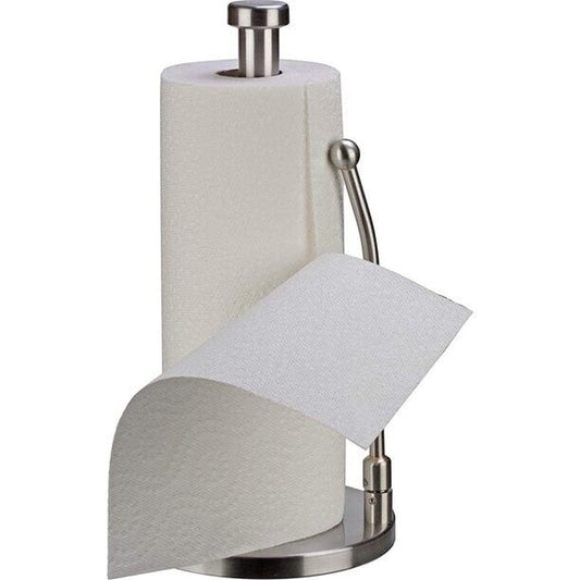 Trending Jumbo Stainless Steel Paper Towel Holder | Adjustable Spring Arm, One-Hand Use, Modern Free-Standing Design for Kitchen & Bathroom