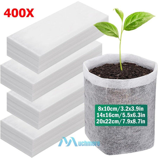 200/400X Plant Grow Nursery Bag Biodegradable Non-Woven Fabric Seed Starters Pot
