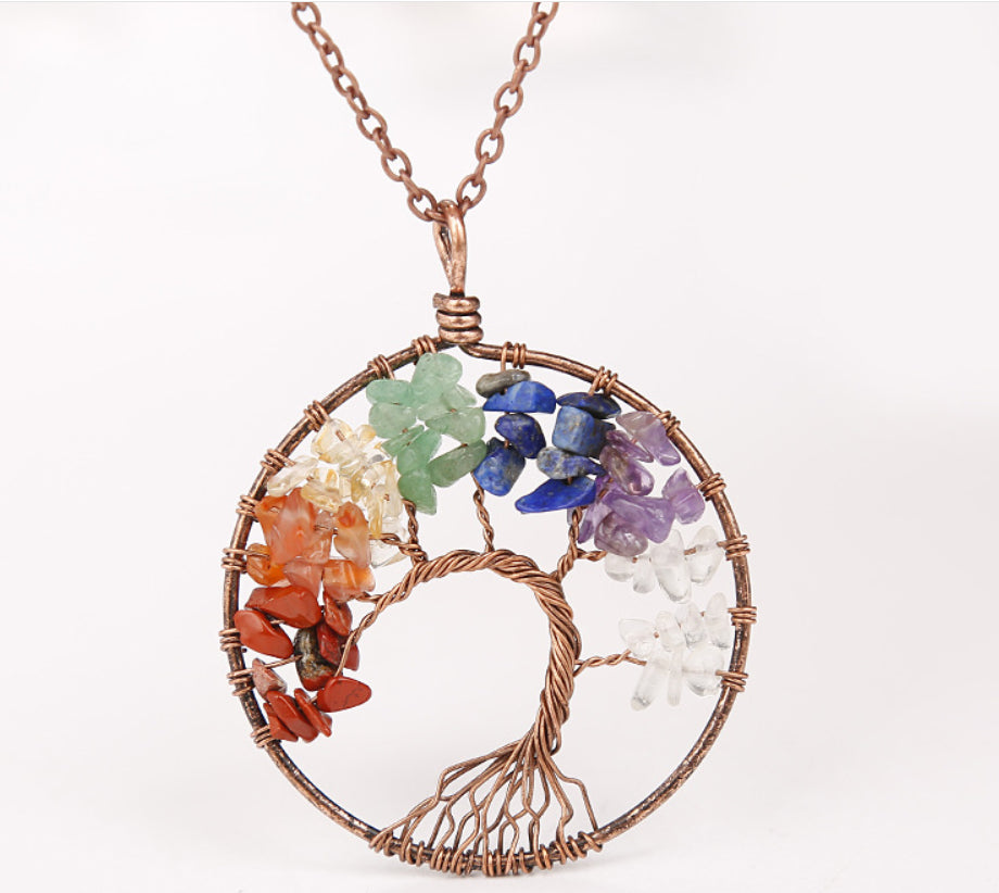 5Pc Natural Crystal Quartz Tree of Life Stone Pendant Amulet Healing Chakra