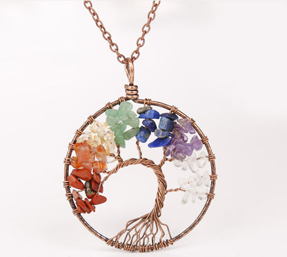 5Pc Natural Crystal Quartz Tree of Life Stone Pendant Amulet Healing Chakra