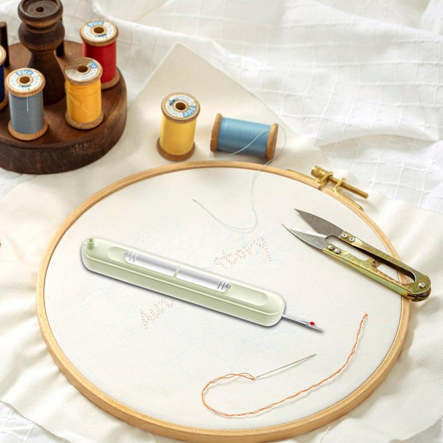 2 in 1 Needle Threader Seam Ripper Double-End Sewing Tool DIY Cross Stitch Craft