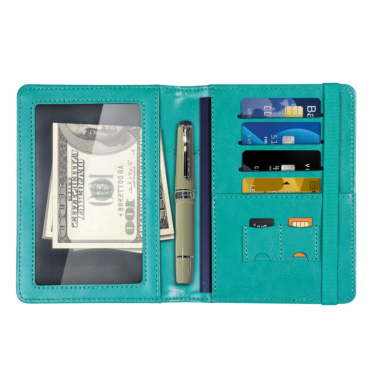 RFID Blocking Leather Passport Holder – Slim Wallet Cover with Card Slots for Men & Women | Airport Must-Have Organizer Travel Essentials