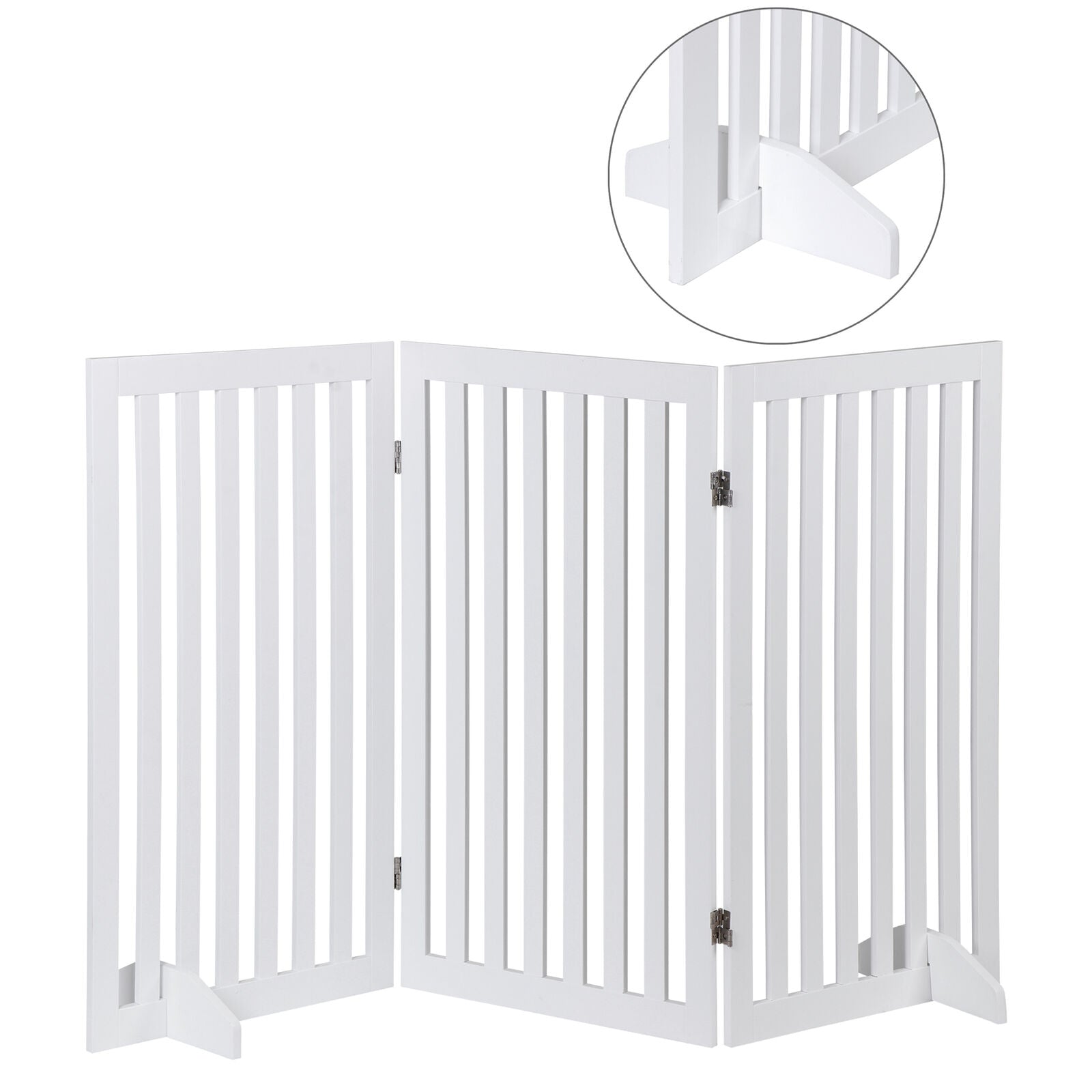 36''H Foldable Dog Gate with 3 Panels – Expandable Freestanding Pet Barrier for Doorways, Stairs, & More, Durable MDF, No Assembly, Anti-Slip Design