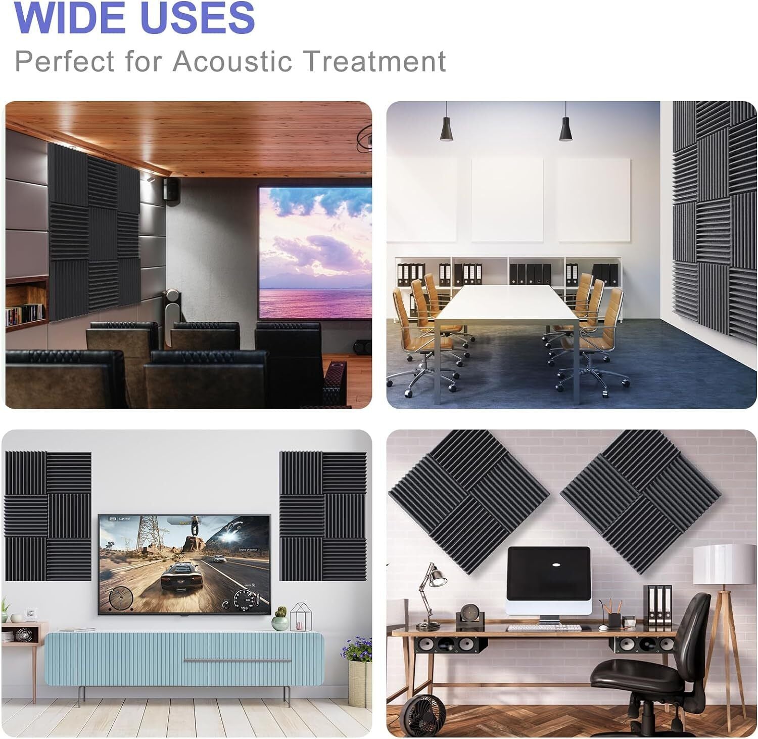 Foam Home, Premium Acoustic Foam Panels - Soundproofing, Noise Reduction & Easy Install | Studio, Home, & Office