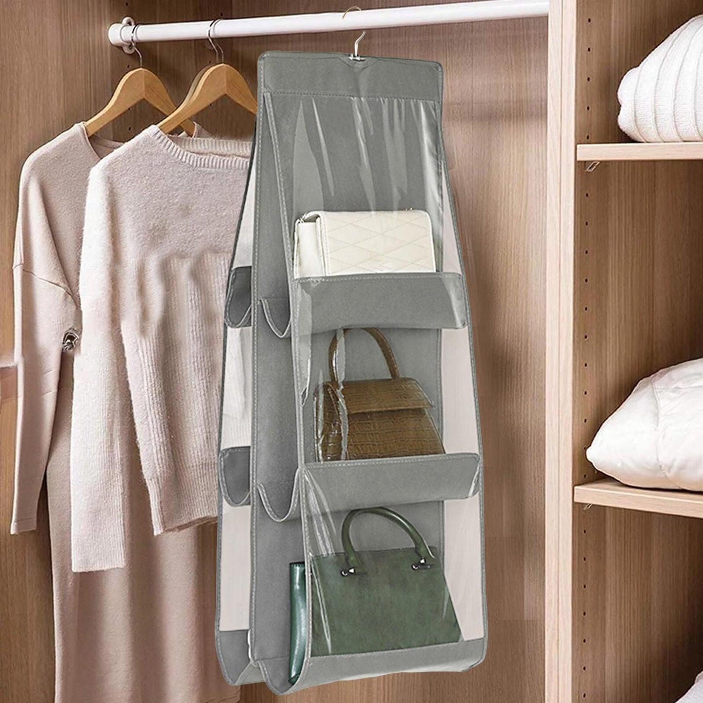 Bag Organizer Hanging Handbag Organizer Storage Artifact Bag Dust-proof Cover Wardrobe Pocket