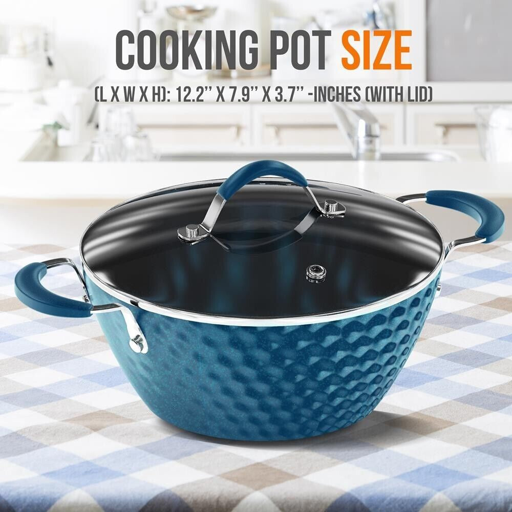 Nutriche Cooking Pot W/ Lid - Stylish Cookware with Elegant Diamond Pattern