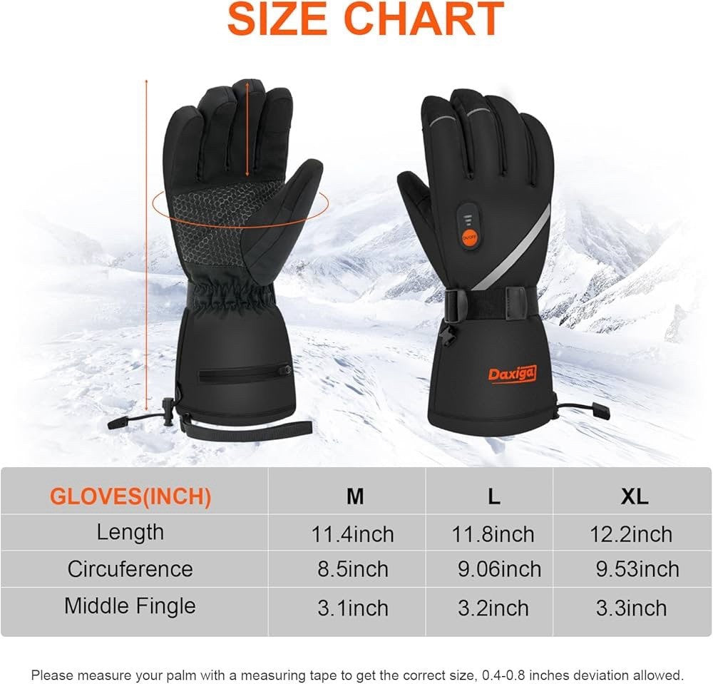 (Size L ) Heated Gloves, 5000Mah, Waterproof, Touchscreen, for Skiing, Riding..