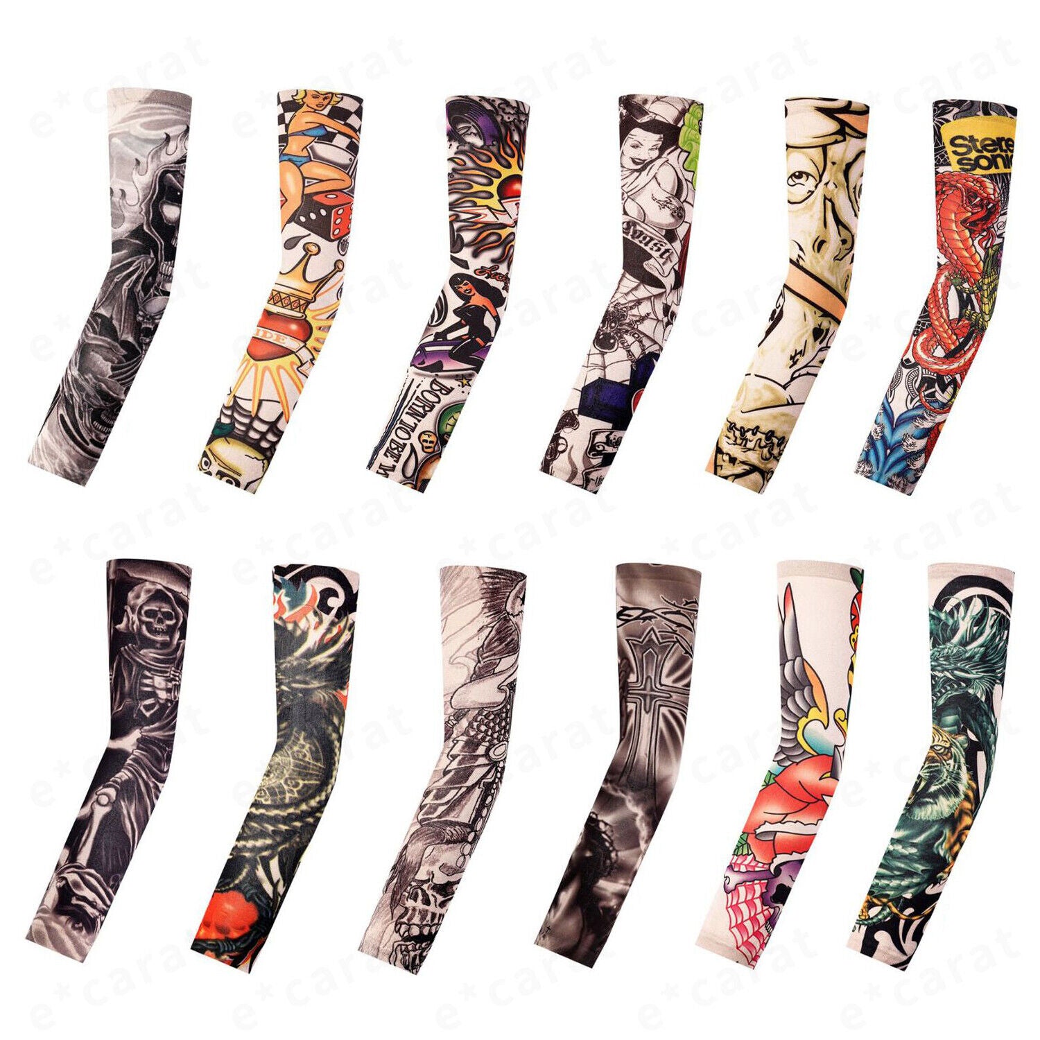 10/12PC Tattoo Cooling Arm Sleeves Cover Basketball Golf Sport UV Sun Protection