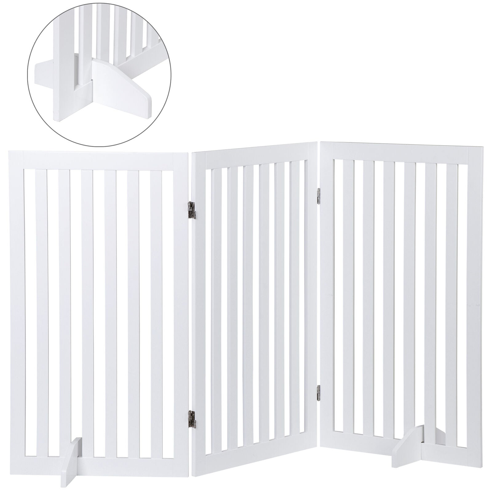 36''H Foldable Dog Gate with 3 Panels – Expandable Freestanding Pet Barrier for Doorways, Stairs, & More, Durable MDF, No Assembly, Anti-Slip Design