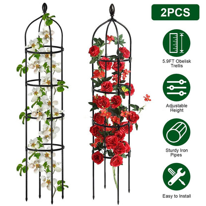 2Pack 6Ft Rustproof Garden Trellis for Potted Plants Climbing Vine Rose Clematis