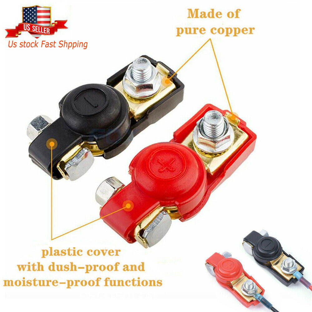 Heavy Duty Car Battery Terminal Connectors - Universal Fit for Cars, Positive & Negative Posts, Adjustable Clamps, Easy Install, Copper Plating