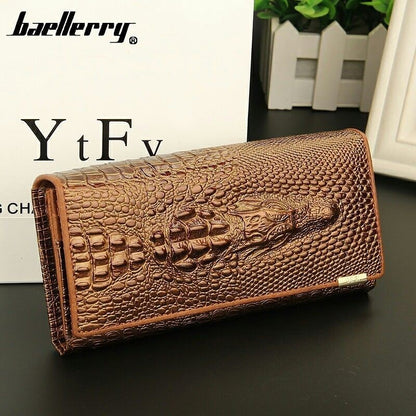 Leather 3D Embossing Alligator Ladies Crocodile Long Clutch Wallets Women Wallet