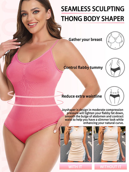 Thong Shapewear Bodysuit for Women | Tummy Control Snatched Seamless Full Body Shaper | Instant Waist Slim Curve Enhancing for Dresses & Everyday Use