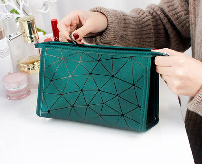 PU Leather Makeup Bag – Zipper Pouch Organizer Elegant Toiletry Cosmetic Holder