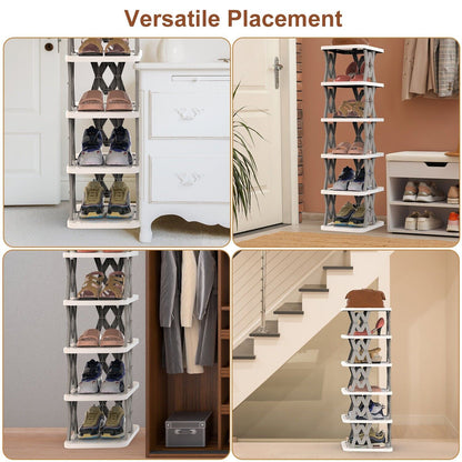 9-Tier Space-Saving Shoe Rack Organizer - Narrow Adjustable DIY Shoe Shelf for Entryway, Closet, or Bedroom, Easy Tool-Free Assembly, Modern Design