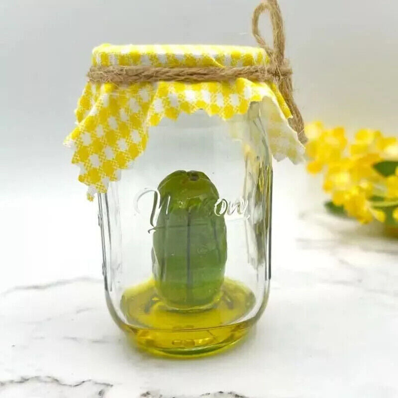 Handmade Emotional Support Grumpy Pickle in a Jar Sculpture, Handmade Cute Emotional Support