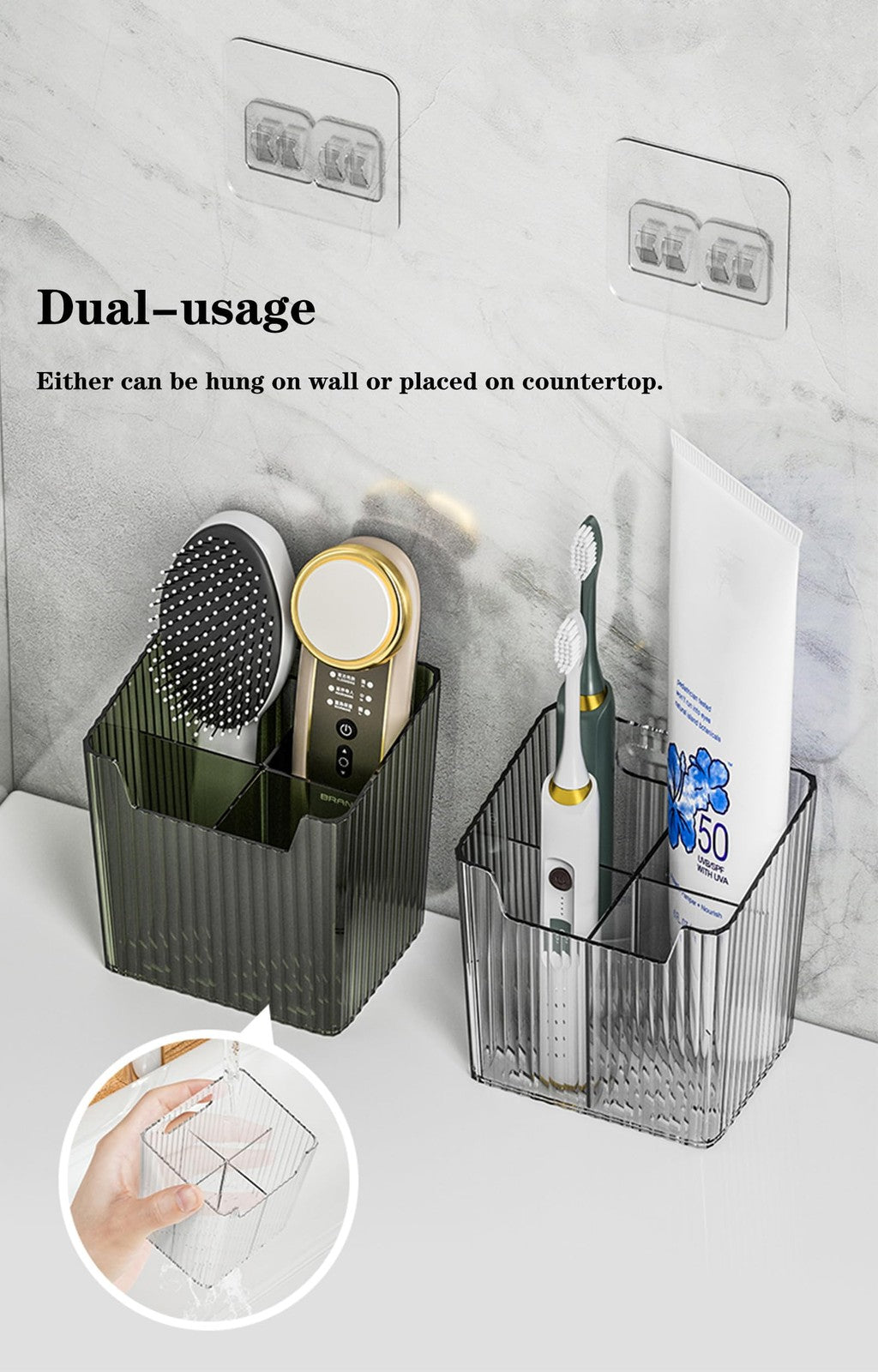 Set of 2 Storage Organizer Bins Wall Mounted Shower Caddy, Bathroom Shelves S...