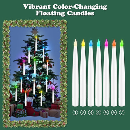 Color Changing Floating Candles with Magic Wand Remote, Holiday Decorations Magi