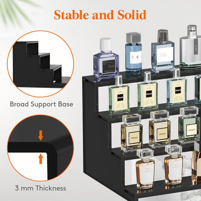 Plastic 12 Inch Dark Cologne Stand, Step Perfume Organizer, Tool-Free Assembl...