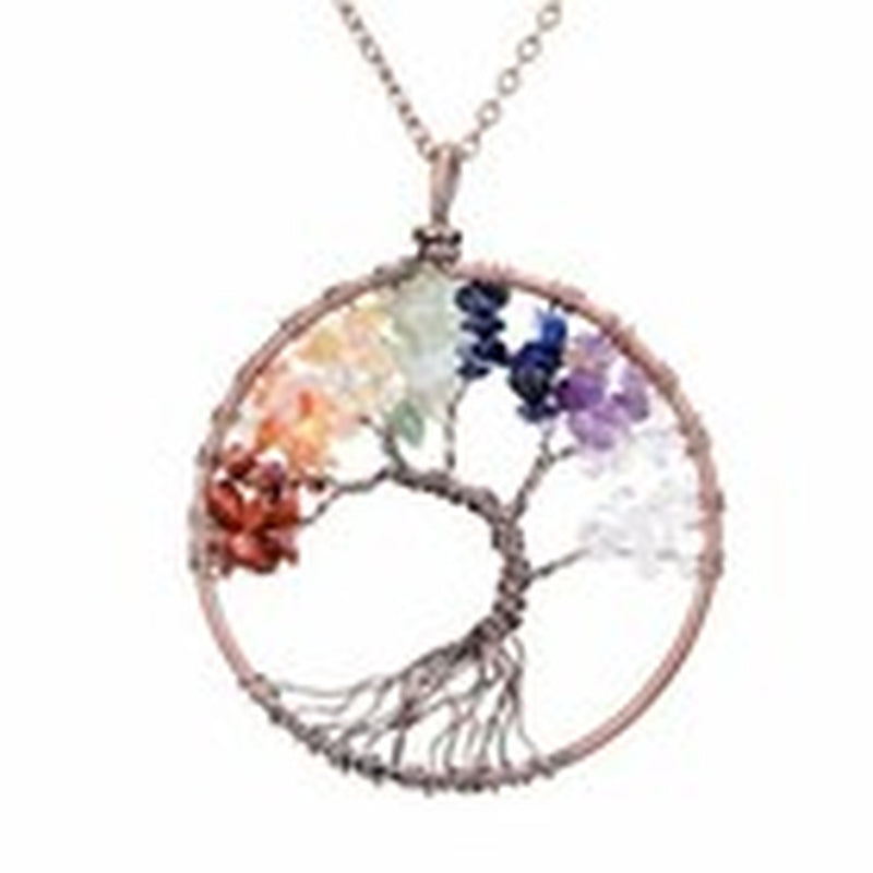 5Pc Natural Crystal Quartz Tree of Life Stone Pendant Amulet Healing Chakra
