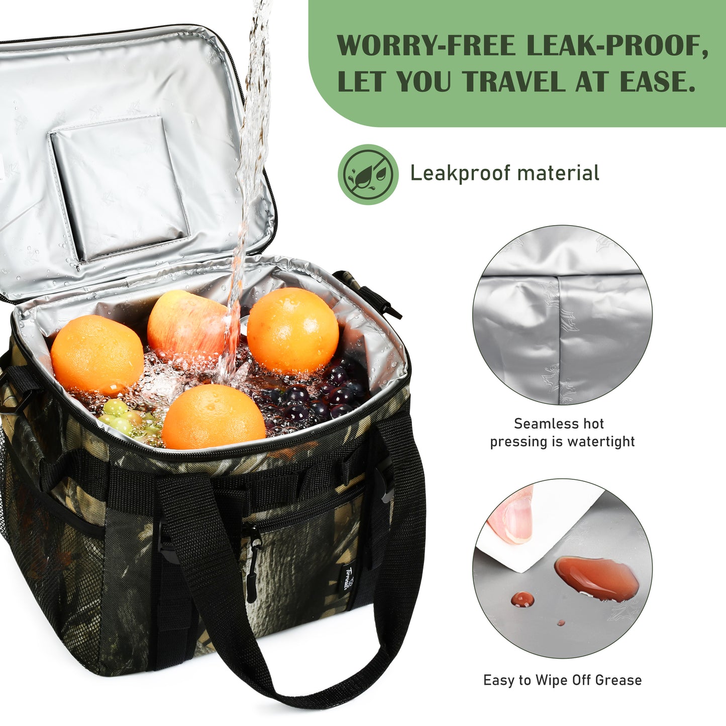Tirrinia Large Insulated Cooler Bag - Outdoor Leakproof Cooler Tote for Men