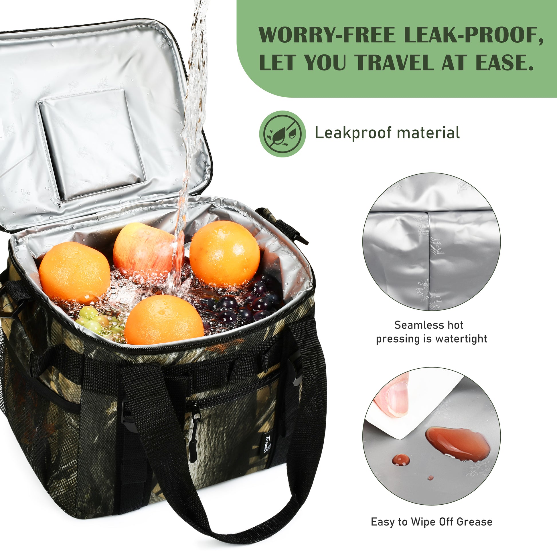 Tirrinia Large Insulated Cooler Bag - Outdoor Leakproof Cooler Tote for Men