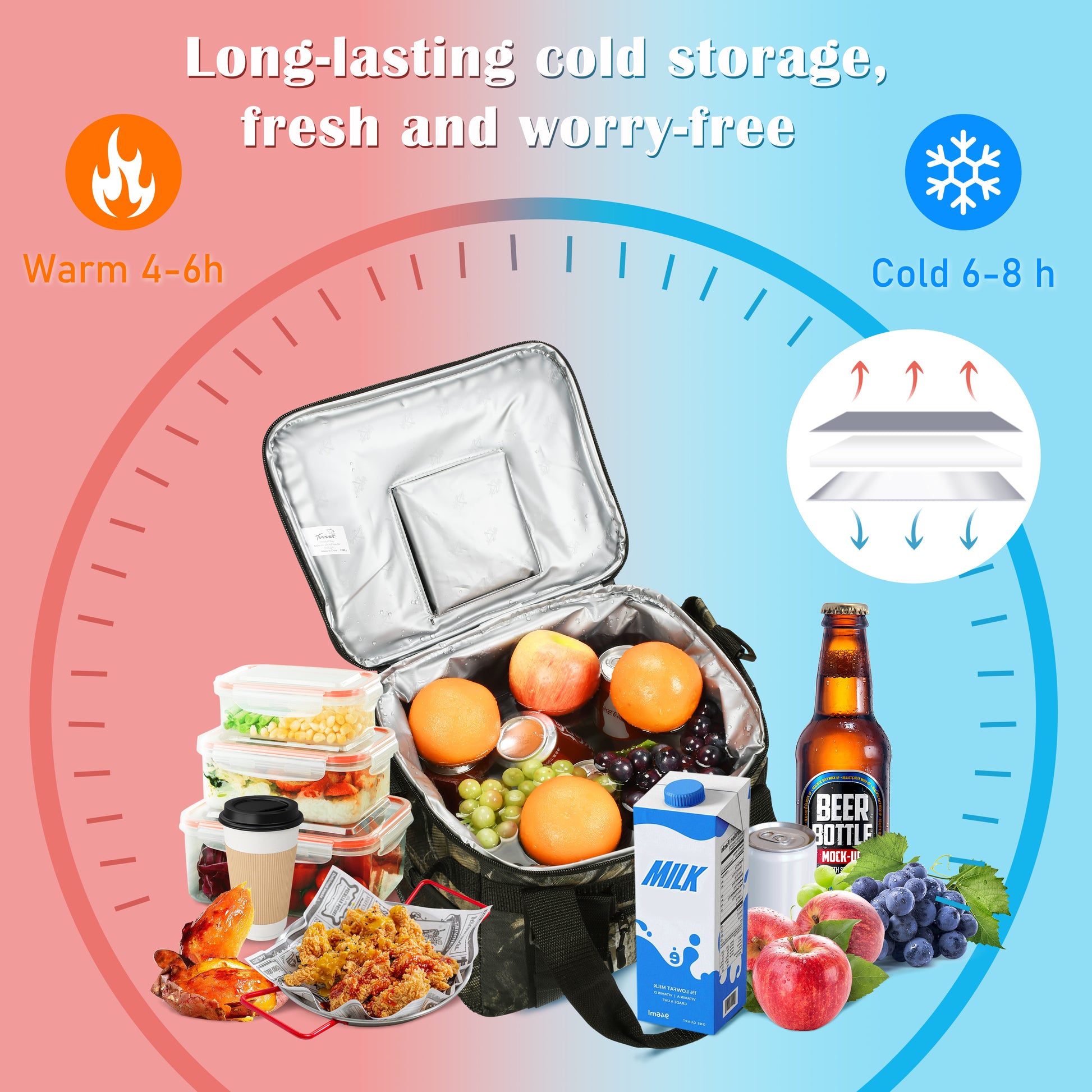 Tirrinia Large Insulated Cooler Bag - Outdoor Leakproof Cooler Tote for Men
