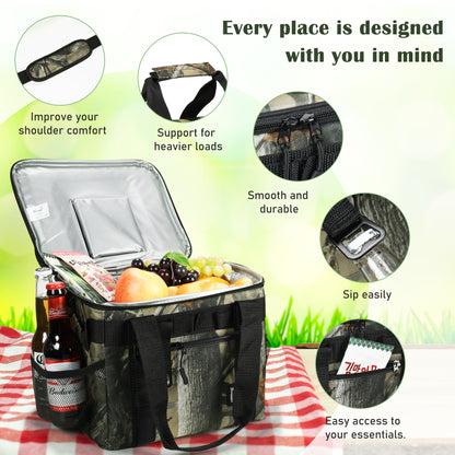 Tirrinia Large Insulated Cooler Bag - Outdoor Leakproof Cooler Tote for Men