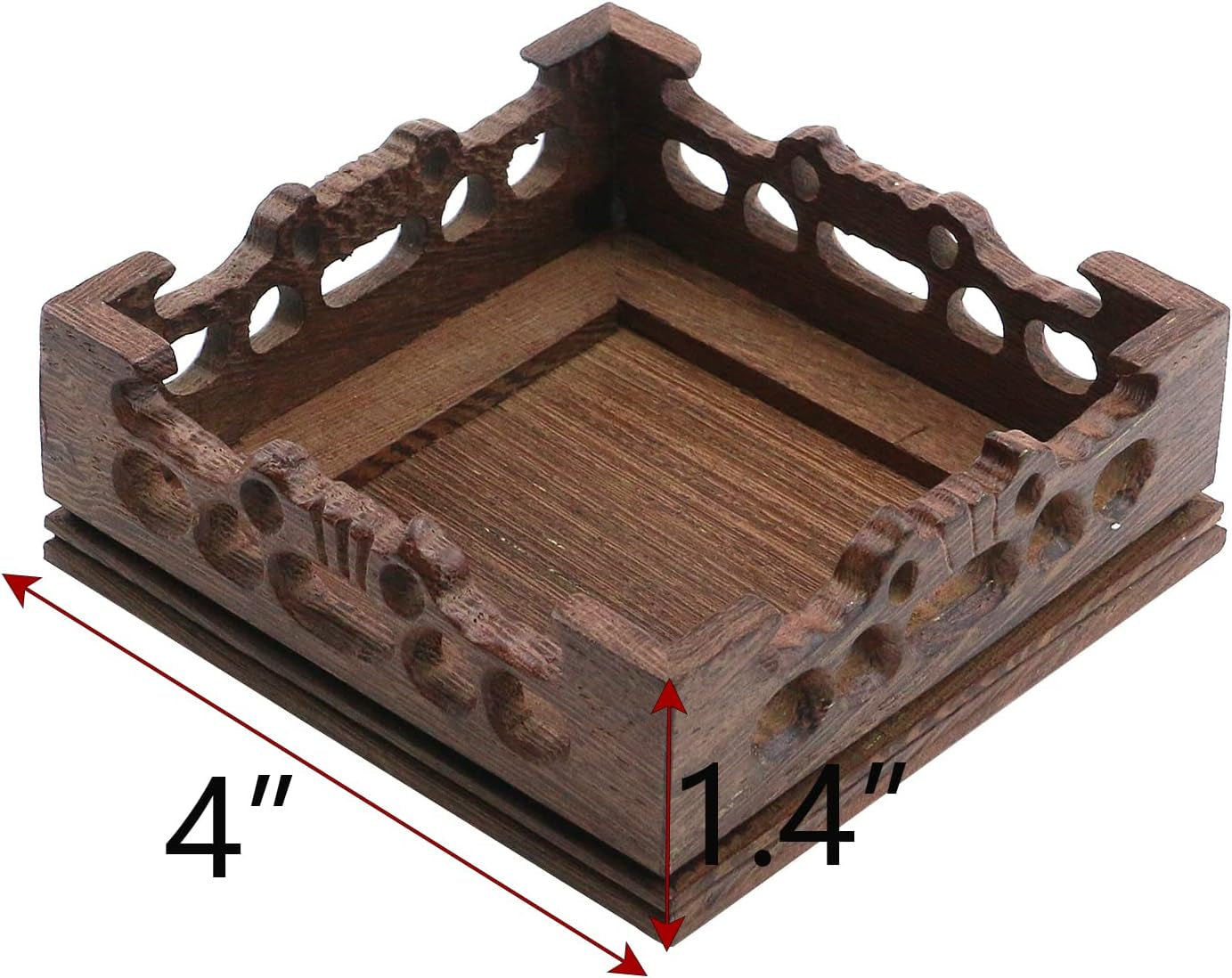 Traditional Craft Wooden Base Wood Display Stand Oriental Square Shape Pedestal