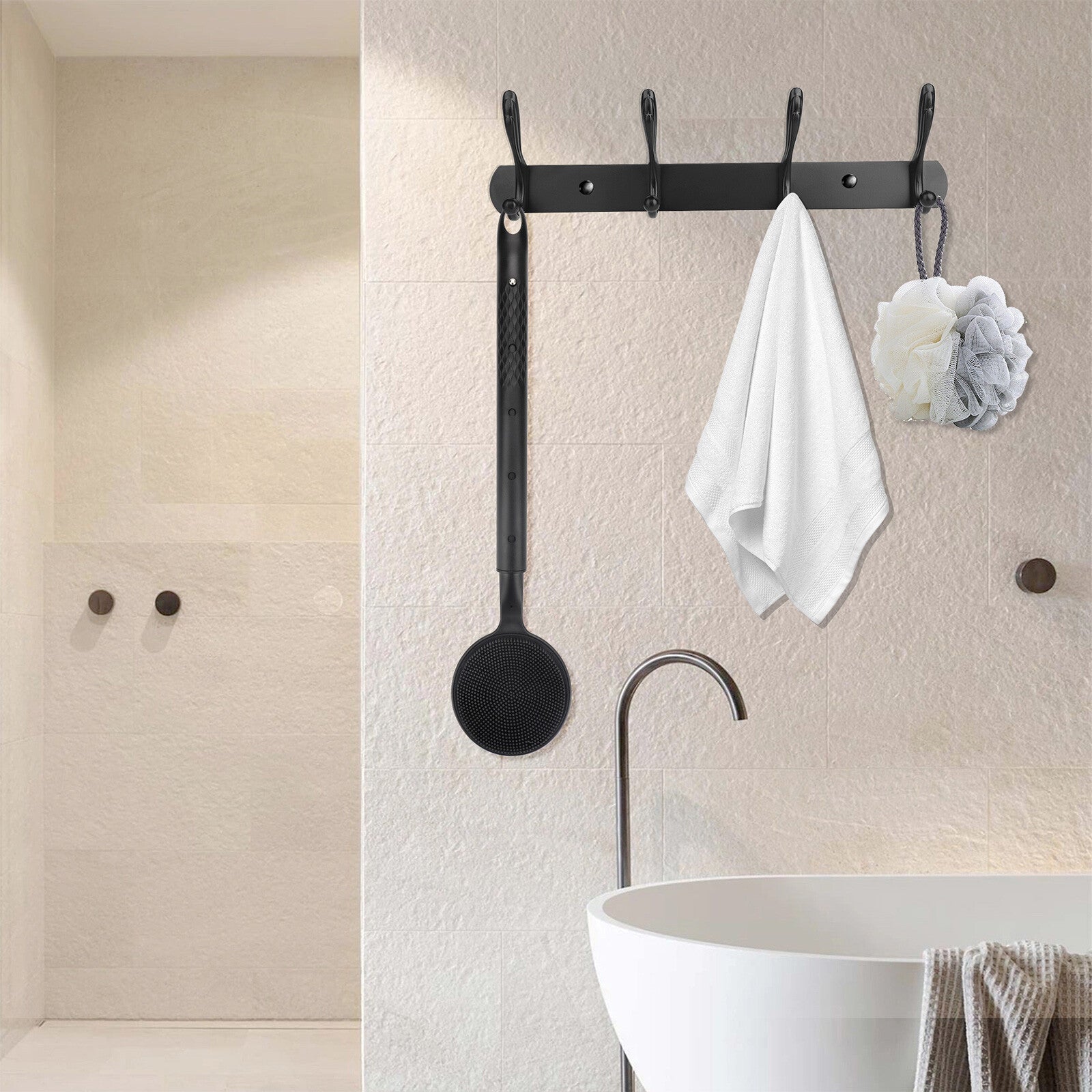 24" Long Handle Bath Brush for Shower, Telescopic Back Scrubber Body Exfoliator