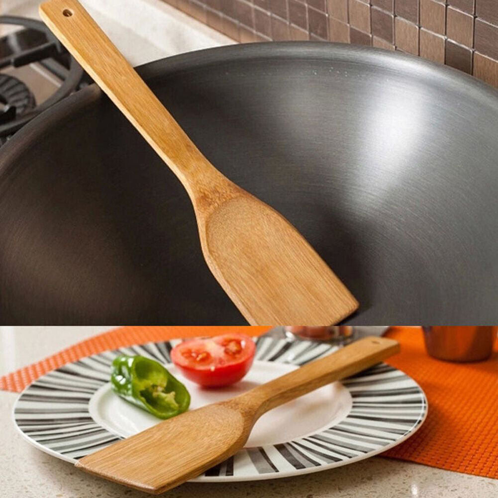 Aesthetic Kitchen Bamboo Wooden Utensils – Set of 2/4/6 Eco-Friendly Spatula, Spoon & Cooking Tools for Home Chefs & Meal Prep
