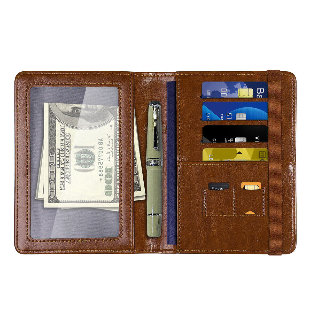 RFID Blocking Leather Passport Holder – Slim Wallet Cover with Card Slots for Men & Women | Airport Must-Have Organizer Travel Essentials
