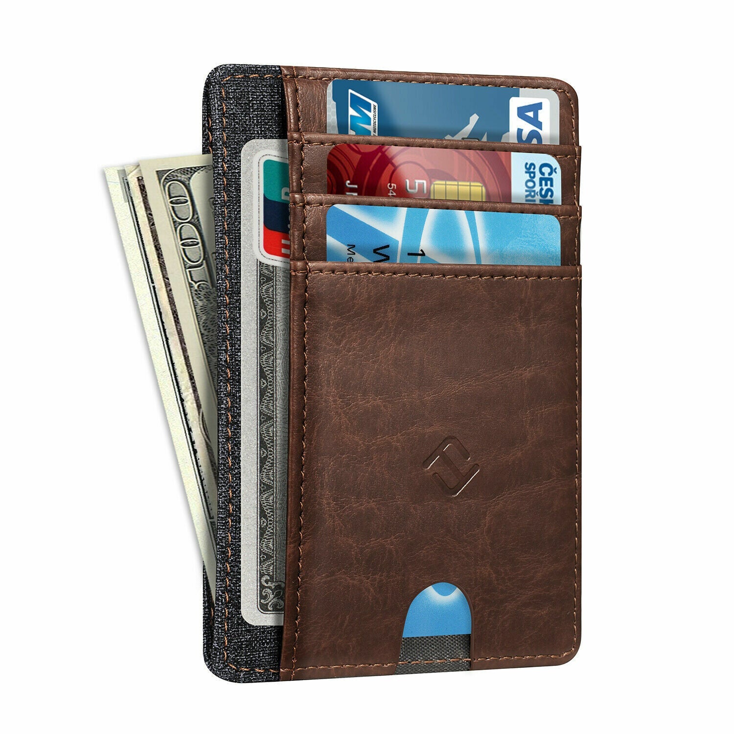 Mens RFID Blocking Leather Slim Wallet Money Credit Card Slots Coin Holder