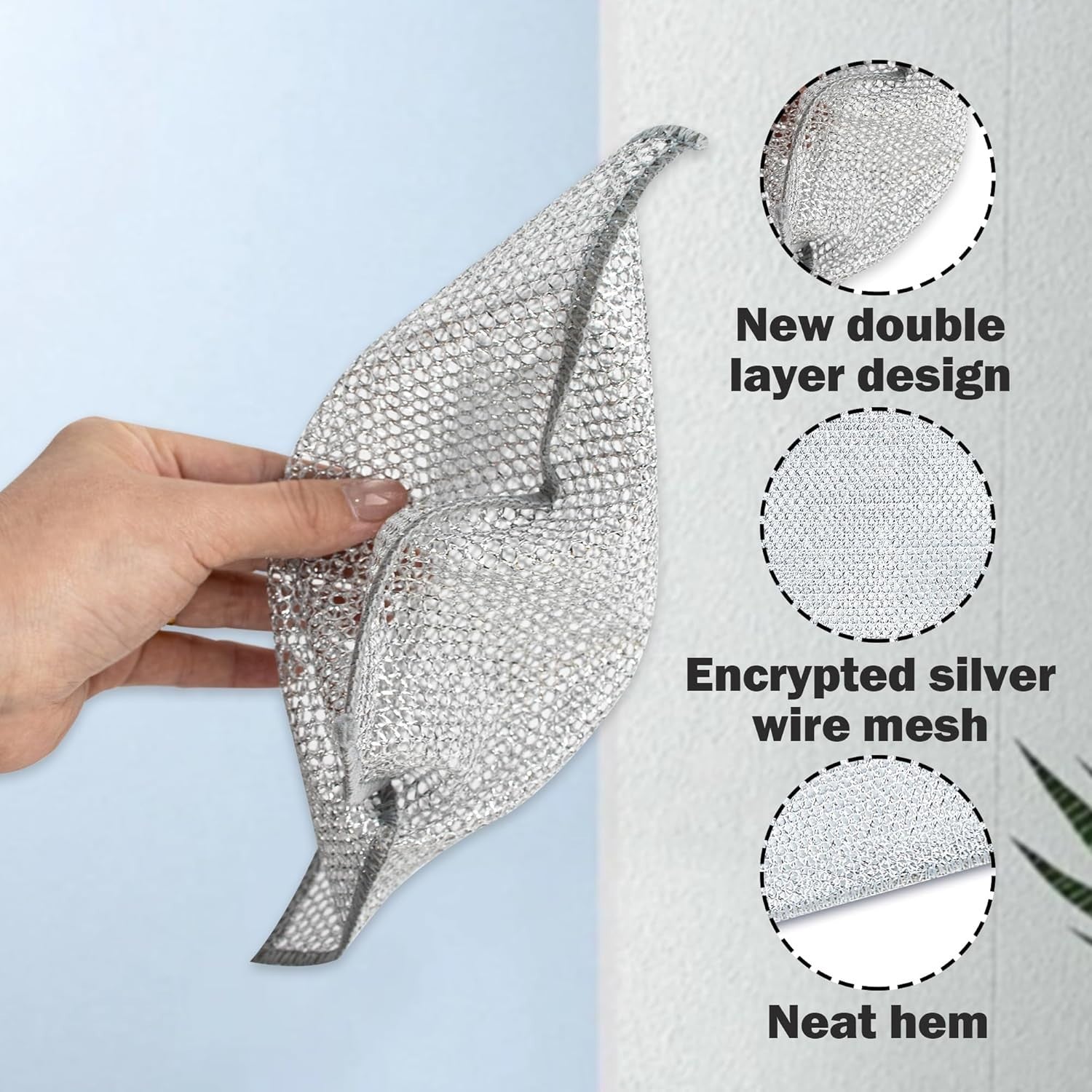 10Pcs Multipurpose Wire Dishwashing Rags - Non-Scratch Scrubbing Cloths - NEW