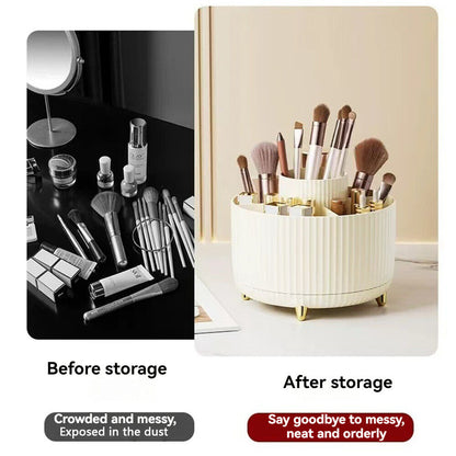 Large Capacity Makeup Brush Holder 5 Slot 360° Rotate Makeup Brush Holder Organizer Cup for Cosmetics Vanity Desktop