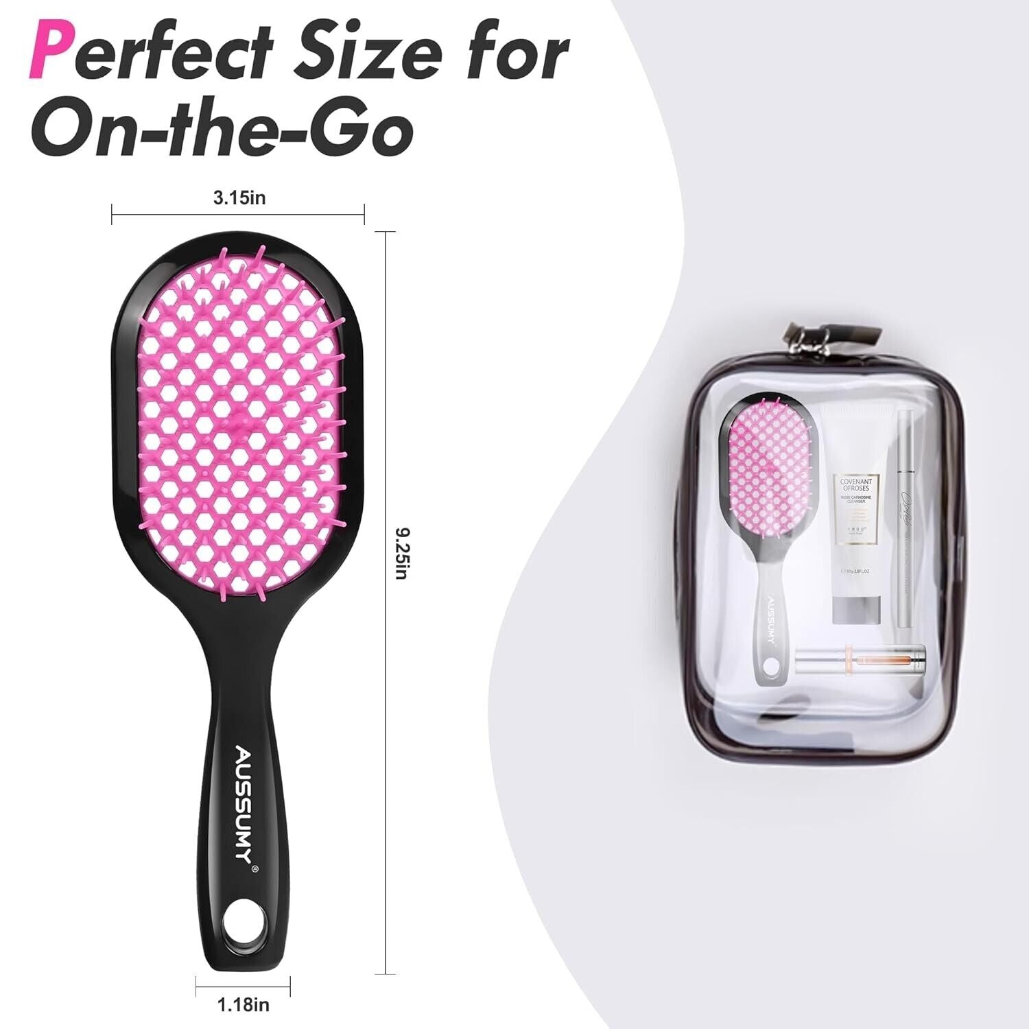 Soft Bristle Detangling Hair Brush Pack 2 Pack Detangler Cherry Blossom+Black