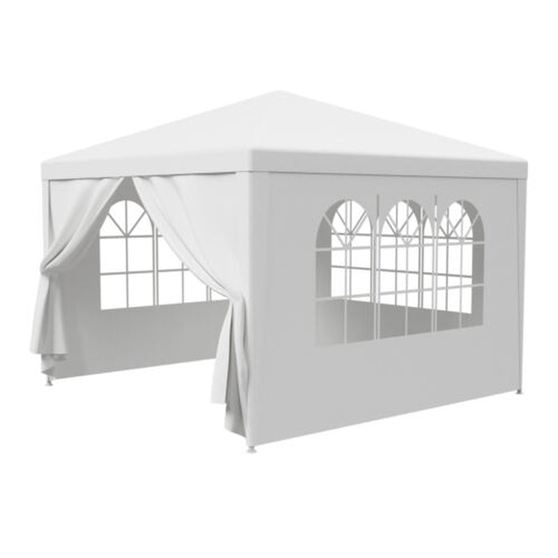 Trending 10'x10' White Party Tent | Outdoor Canopy Gazebo for Weddings, BBQs & Events w/ 4 Removable Walls, Waterproof Cover & Steel Frame