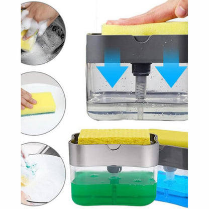 2-in-1 Kitchen Soap Pump & Sink Dispenser – Liquid Soap & Sponge Holder, Countertop Rack Organizer for Mess-Free Kitchen & Easy Access!