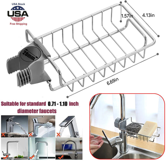 Kitchen Sink Caddy Organizer over Faucet Sponge Holder Hanging Faucet Drain Rack
