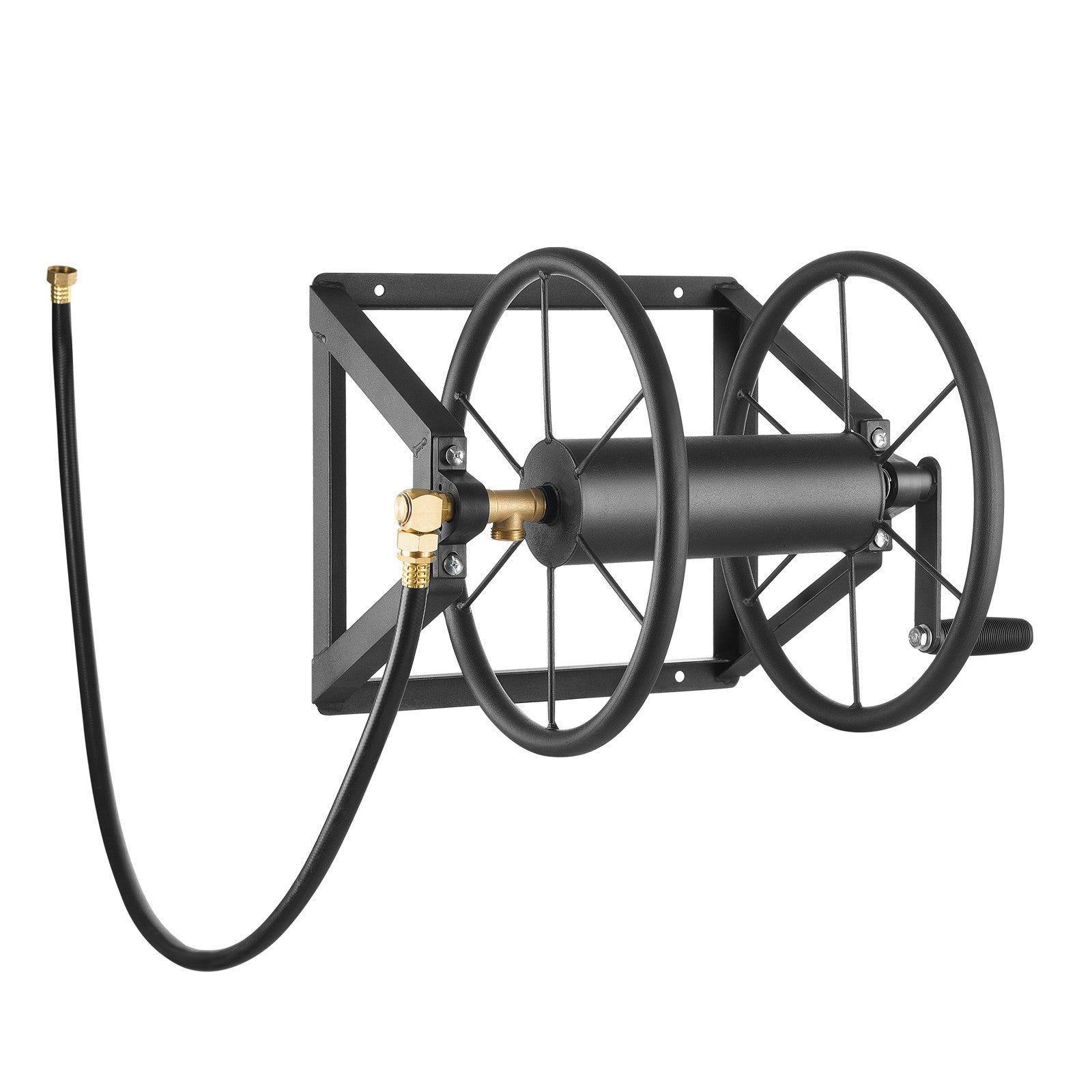 Wall Mounted Garden Hose Reel 200Ft 5/8 in Manual Hose Winder Brass Fitting