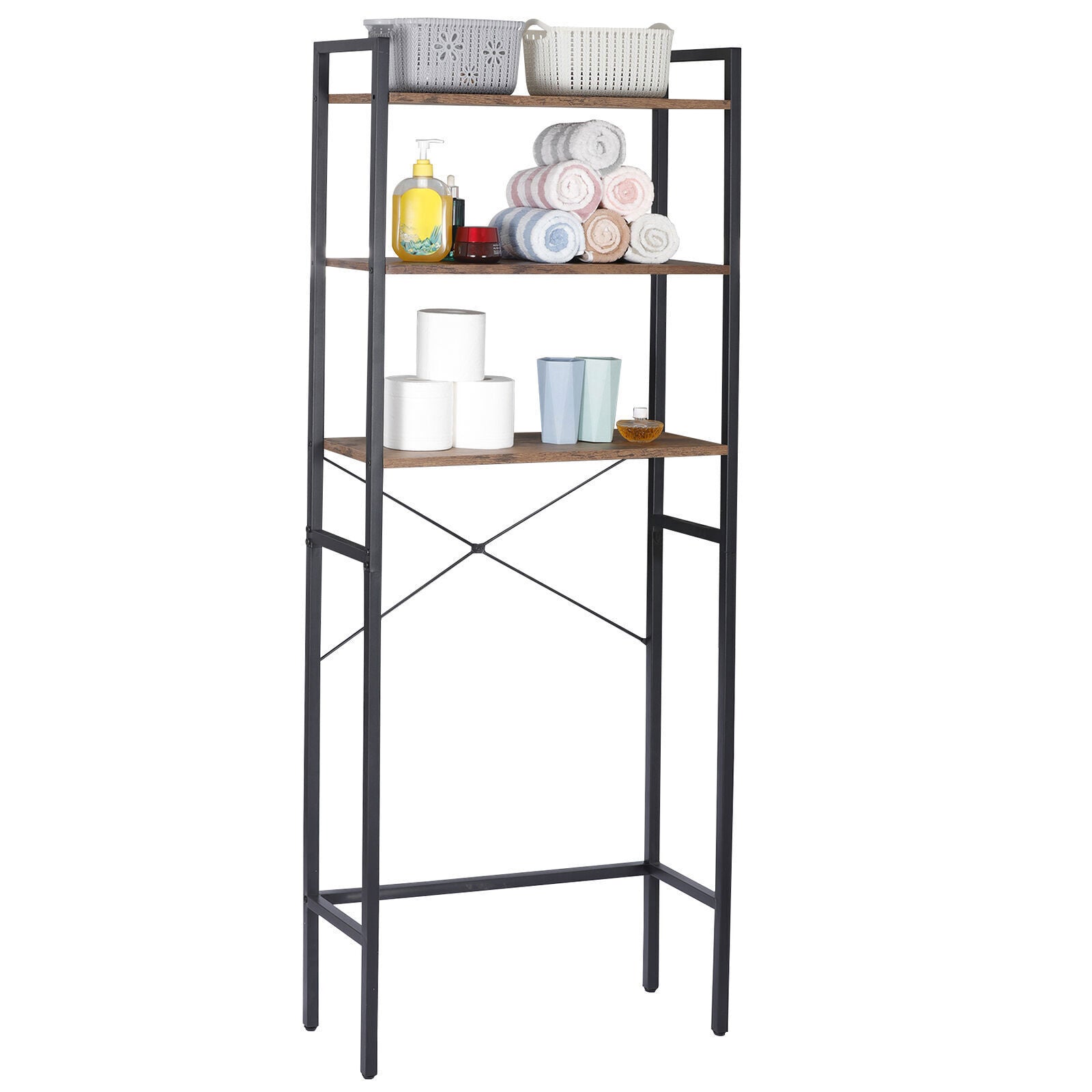 3-Tier Bathroom Storage Shelf over Toilet Rack Organizer Freestanding Shelving