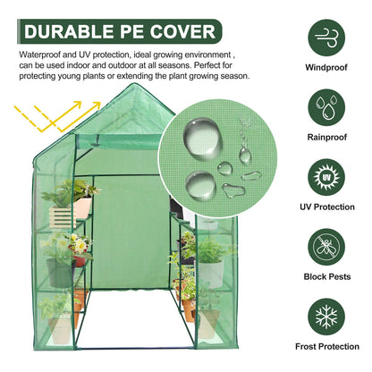 TikTok Trending! Mini Walk-In Greenhouse - 8 Shelves, 3 Tiers for Plants, Weather-Resistant, Portable, Breathable, Sturdy & Perfect for Small Spaces