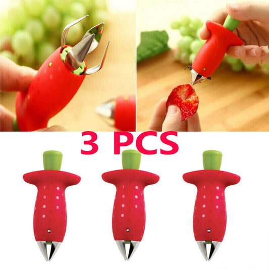 3 Pack Strawberry Tomato Stem Leaves Huller Remover Fruit Kitchen Corer Tool