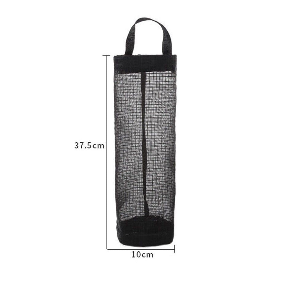 Hanging Plastic Bag Holder & Dispenser - Space-Saving Kitchen Storage, Reusable Grocery Bag Organizer, Mesh Trash Bag Holder for Pantry & Cabinet