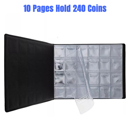 Coin Storage Book Collection, 240 Pockets Album Folder Holder for Penny Quarters