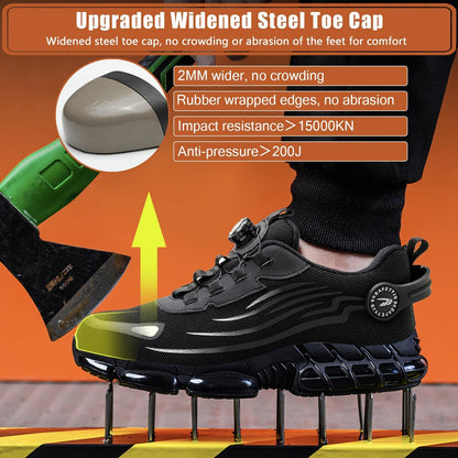 Men Work Safety Shoes Steel Toe Cap Boots Rotating Buckle Breathable Lightweight