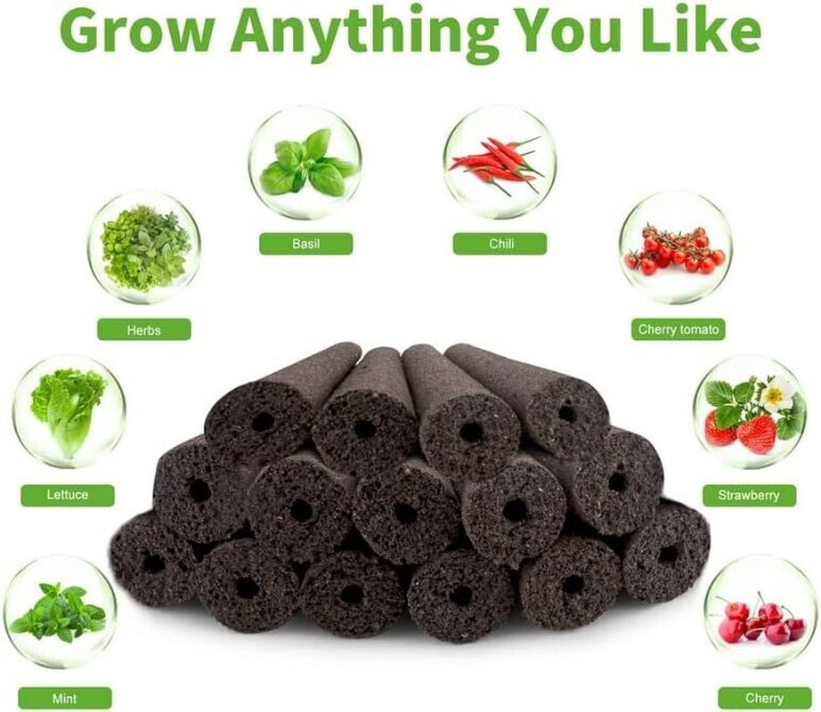 121PCS Indoor Hydroponic Garden Kit with Grow Sponges, Baskets, Domes & Labels for Fresh Herbs, Veggies & More, Easy to Use!