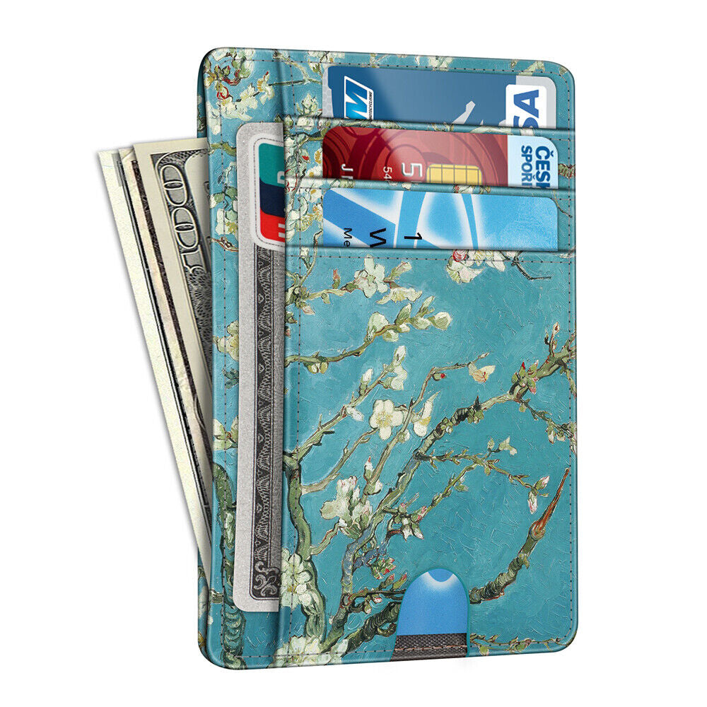 Mens RFID Blocking Leather Slim Wallet Money Credit Card Slots Coin Holder