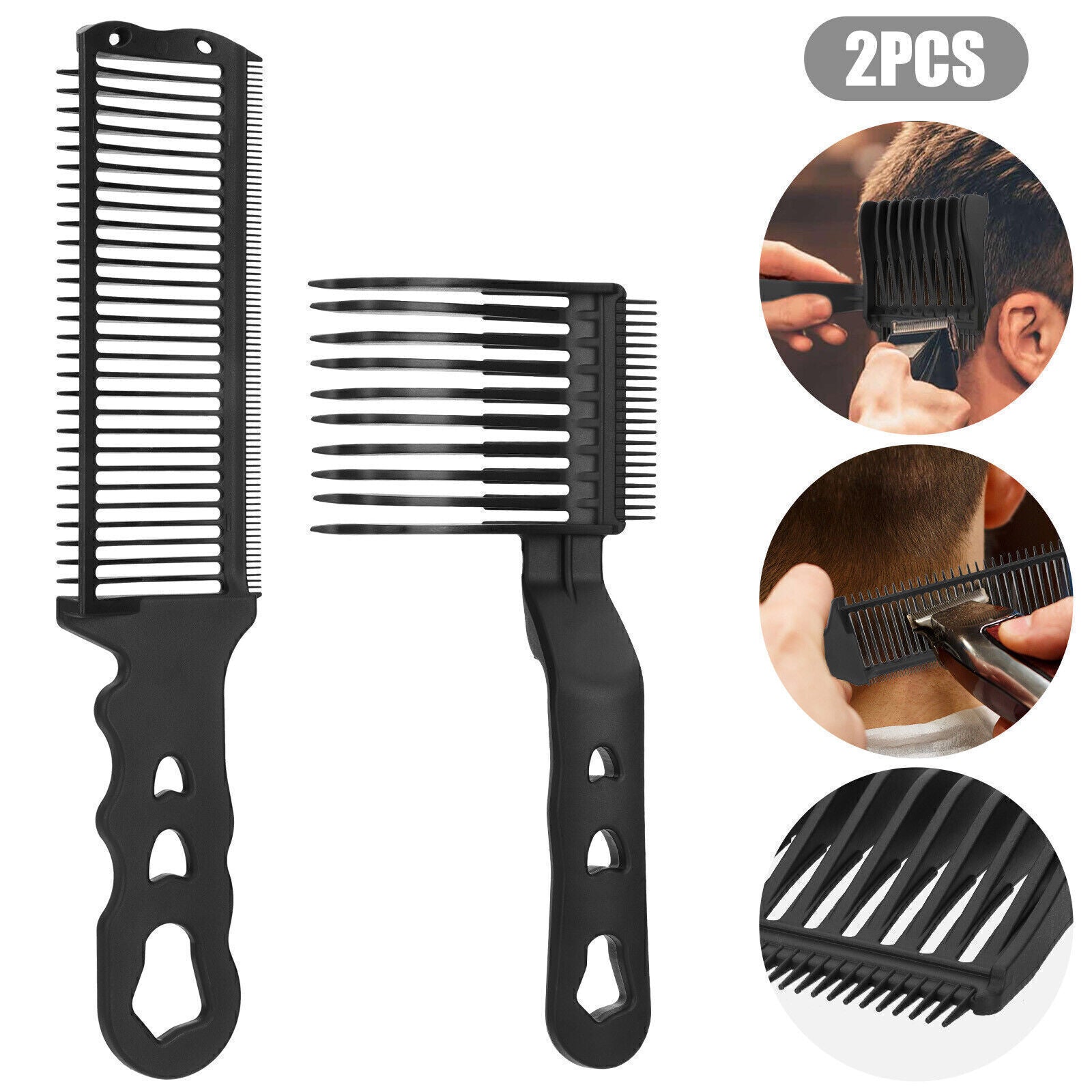 Curved Barber Clipper Comb - 2PCS Hair Cutting Comb for Fades, Flat Tops & Short Styles, Ergonomic Design, Flexible Haircare Lightweight Heatless